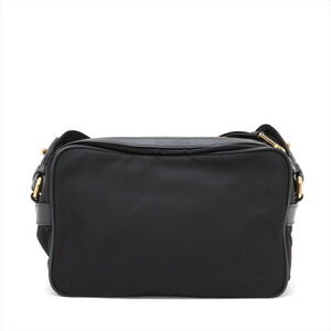 Prada black nylon shoulder Tessuto bag leather